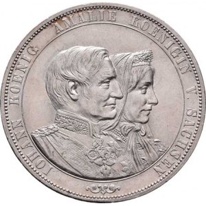 Sasko - království, Johann, 1854 - 1873, 2 Tolar spolkový 1872 B - zlatá svatba - s nápisem