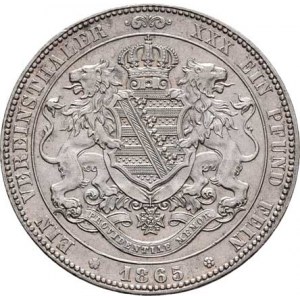Sasko - království, Johann, 1854 - 1873, Tolar spolkový 1865 B, Drážďany, KM.1214 (Ag900),