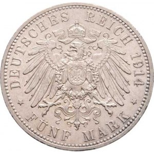 Anhalt, Friedrich II., 1904 - 1918, 5 Marka 1914 A - stříbrná svatba, KM.31 (Ag900, pouze