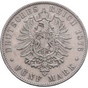 Bavorsko, Ludwig II., 1864 - 1886, 5 Marka 1876 D, Mnichov, KM.502 (Ag900), 27.396g,