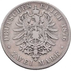 Bavorsko, Ludwig II., 1864 - 1886, 2 Marka 1876 D, KM.505 (Ag900), 10.862g, dr.hr.,