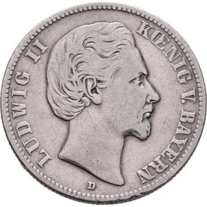 Bavorsko, Ludwig II., 1864 - 1886, 2 Marka 1876 D, KM.505 (Ag900), 10.792g, dr.hr.,
