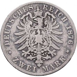 Bavorsko, Ludwig II., 1864 - 1886, 2 Marka 1876 D, KM.505 (Ag900), 10.792g, dr.hr.,