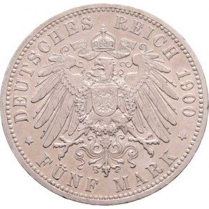 Oldenburg, Friedrich August, 1900 - 1918, 5 Marka 1900 A, KM.203 (Ag900, pouze 20.000 ks),