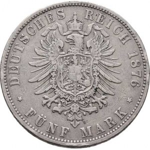 Prusko, Wilhelm I., 1861 - 1888, 5 Marka 1876 C, Cleve, KM.503 (Ag900), 27.425g,