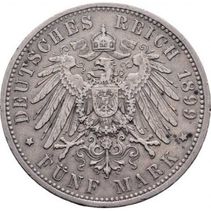 Prusko, Wilhelm II., 1888 - 1918, 5 Marka 1899 A, Berlín, KM.523 (Ag900), 27.636g,
