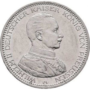 Prusko, Wilhelm II., 1888 - 1918, 5 Marka 1914 A - císař v uniformě, Berlín, KM.536