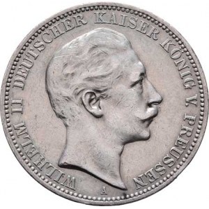 Prusko, Wilhelm II., 1888 - 1918, 3 Marka 1911 A, Berlín, KM.527 (Ag900), 16.580g,