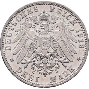 Prusko, Wilhelm II., 1888 - 1918, 3 Marka 1912 A, Berlín, KM.527 (Ag900), 16.603g,