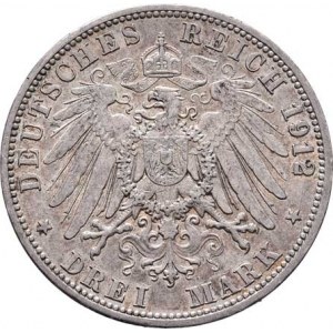 Prusko, Wilhelm II., 1888 - 1918, 3 Marka 1912 A, Berlín, KM.527 (Ag900), 16.648g,