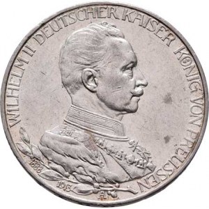 Prusko, Wilhelm II., 1888 - 1918, 3 Marka 1913 A - 25 let vlády, Berlín, KM.535