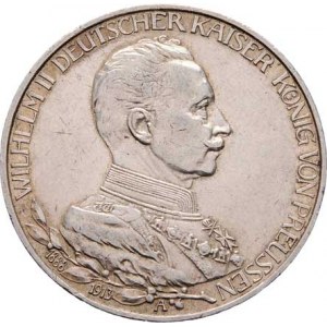 Prusko, Wilhelm II., 1888 - 1918, 3 Marka 1913 A - 25 let vlády, KM.535 (Ag900),