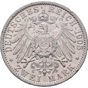 Prusko, Wilhelm II., 1888 - 1918, 2 Marka 1908 A, Berlín, KM.522 (Ag900), 11.066g,