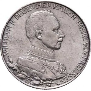 Prusko, Wilhelm II., 1888 - 1918, 2 Marka 1913 A - 25 let vlády, Berlín, KM.533