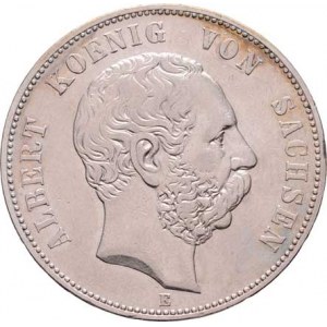 Sasko, Albert, 1873 - 1902, 5 Marka 1875 E, KM.1237 (Ag900), 27.185g, dr.hr.,