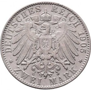 Sasko, Friedrich August III., 1904 - 1918, 2 Marka 1905 E, Drážďany, KM.1263 (Ag900), 11.026g,