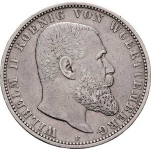Württemberg, Wilhelm II., 1891 - 1918, 5 Marka 1898 F, Freudenstadt, KM.632 (Ag900),