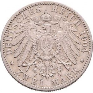 Württemberg, Wilhelm II., 1891 - 1918, 2 Marka 1904 F, KM.631 (Ag900), 11.047g, nep.hr.,