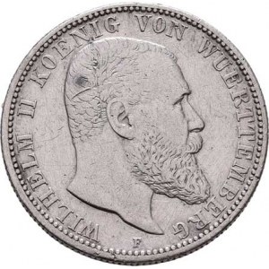 Württemberg, Wilhelm II., 1891 - 1918, 2 Marka 1905 F, KM.631 (Ag900), 10.988g, dr.hr.,