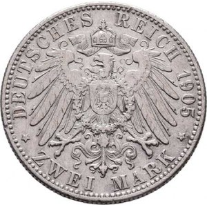 Württemberg, Wilhelm II., 1891 - 1918, 2 Marka 1905 F, KM.631 (Ag900), 10.988g, dr.hr.,