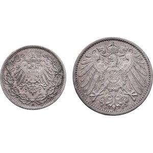 Německo - drobné ražby císařství, Marka 1912 J, 1/2 Marka 1907 A, KM.14,17 (Ag900),