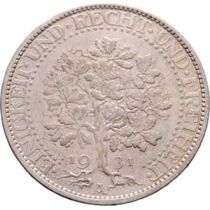 Německo - Výmarská republika, 1918 - 1933, 5 Marka 1931 A, KM.56 (Ag500), 24.791g, dr.stopa