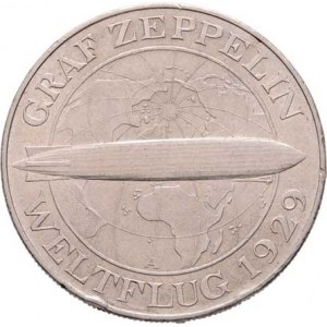 Německo - Výmarská republika, 1918 - 1933, 5 Marka 1930 A - Zeppelin, KM.68 (Ag500), 25.012g,