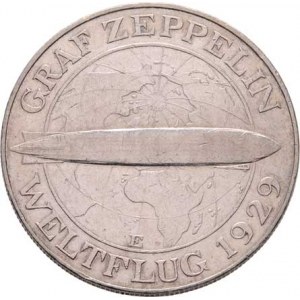 Německo - Výmarská republika, 1918 - 1933, 5 Marka 1930 E - Zeppelin, KM.68 (pouze 30.000 ks),