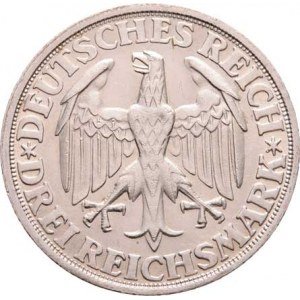 Německo - Výmarská republika, 1918 - 1933, 3 Marka 1928 D - Dinkelsbühl, KM.59 (Ag500, pouze