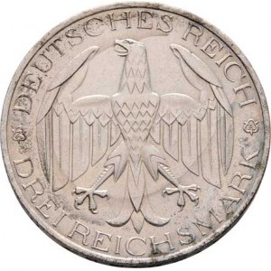 Německo - Výmarská republika, 1918 - 1933, 3 Marka 1929 A - Waldeck, KM.62 (Ag500), 14.938g,