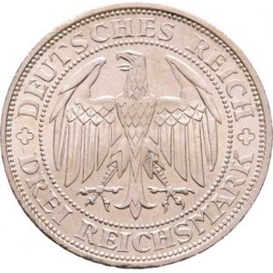 Německo - Výmarská republika, 1918 - 1933, 3 Marka 1929 E - Míšeň, KM.65 (Ag500), 14.941g,
