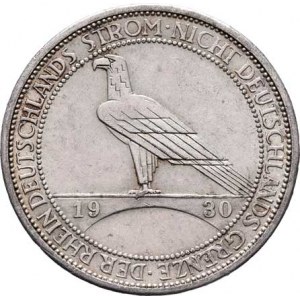 Německo - Výmarská republika, 1918 - 1933, 3 Marka 1930 F - Rýn je německý, KM.70 (Ag500),