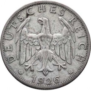 Německo - Výmarská republika, 1918 - 1933, 2 Marka 1926 E, KM.45 (Ag500), 10.081g, dr.hr.,