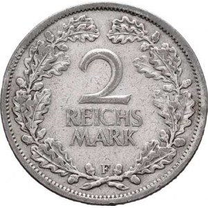 Německo - Výmarská republika, 1918 - 1933, 2 Marka 1926 F, KM.45 (Ag500), 9.815g, hr., rysky,