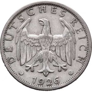 Německo - Výmarská republika, 1918 - 1933, 2 Marka 1926 F, KM.45 (Ag500), 9.815g, hr., rysky,