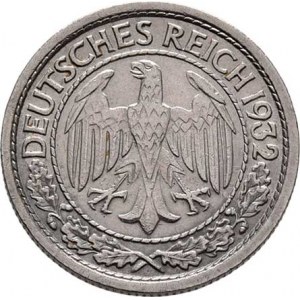Německo - Výmarská republika, 1918 - 1933, 50 Reichspfennig 1932 E, KM.49 (Ni), 3.492g,