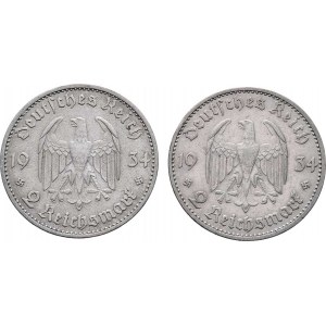 Německo - 3.říše, 1933 - 1945, 2 Marka 1934 A - kostel s datem, KM.81 (Ag625),