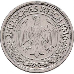 Německo - 3.říše, 1933 - 1945, 50 Fenik 1936 J, KM.49 (Ni), 3.508g, dr.hr.,