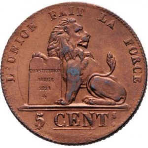 Belgie, Leopold I., 1831 - 1865, 5 Centimes 1842, KM.5.1 (měď), 9.922g, vada střížku,