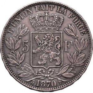 Belgie, Leopold II., 1865 - 1909, 5 Frank 1870, KM.24 (Ag900), 24.805g, nep.hr.,