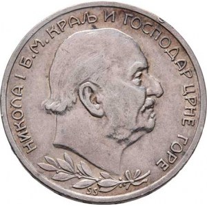 Černá Hora, Nikola I. jako král, 1910 - 1918, 2 Perper 1914, Sign.SS (St.Schwartz), KM.20 (Ag835),