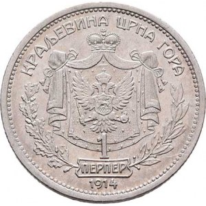 Černá Hora, Nikola I. jako král, 1910 - 1918, Perper 1914, Sign.SS (St.Schwartz), KM.14 (Ag835),