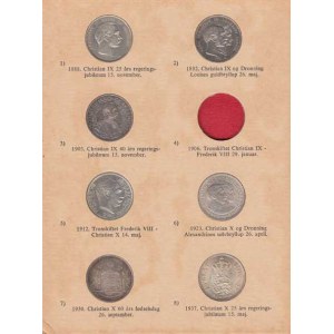 Dánsko, Christian X., Margarethe II., Sada pamětních mincí z let 1888 - 1972 ve společném