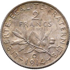 Francie, III.republika, 1871 - 1940, 2 Frank 1914 C, Castelsarrasin, KM.845.2 (Ag835),