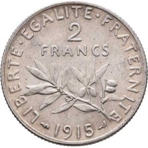 Francie, III.republika, 1871 - 1940, 2 Frank 1915 bz, Paříž, KM.845.1 (Ag835), 10.027g,