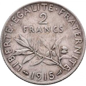 Francie, III.republika, 1871 - 1940, 2 Frank 1915 bz, Paříž, KM.845.1 (Ag835), 9.987g,
