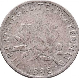 Francie, III.republika, 1871 - 1940, Frank 1898 bz, Paříž, KM.844.1 (Ag835), 4.873g,