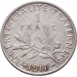 Francie, III.republika, 1871 - 1940, Frank 1911 bz, Paříž, KM.844.1 (Ag835), 4.973g,