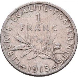 Francie, III.republika, 1871 - 1940, Frank 1915 bz, Paříž, KM.844.1 (Ag835), 4.989g,