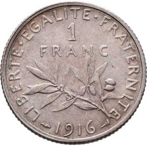 Francie, III.republika, 1871 - 1940, Frank 1916 bz, Paříž, KM.844.1 (Ag835), 4.982g,